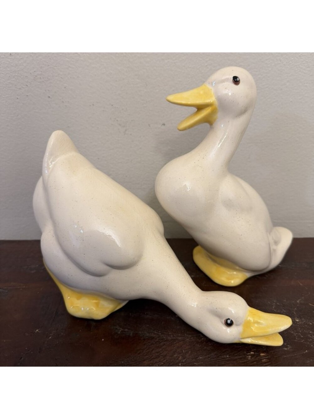 Pair Ceramic Duck Goose Figures Cottagecore Grandmacore Country Farm Decor